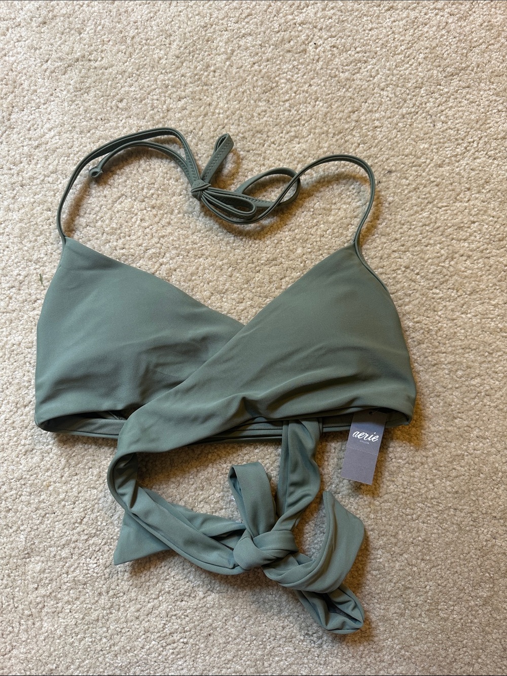 aerie Olive Wrap Bikini Top
